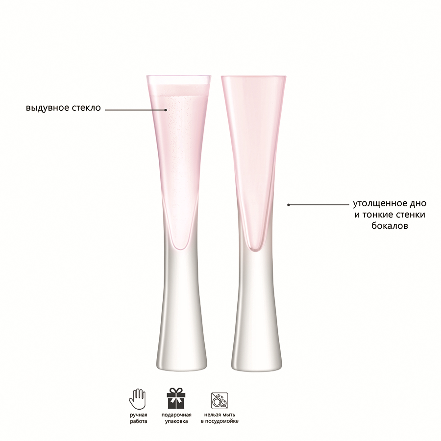 G474-04-436 Набор бокалов для шампанского moya, 2 шт, 170 мл, розовый LSA International  - Вид №5