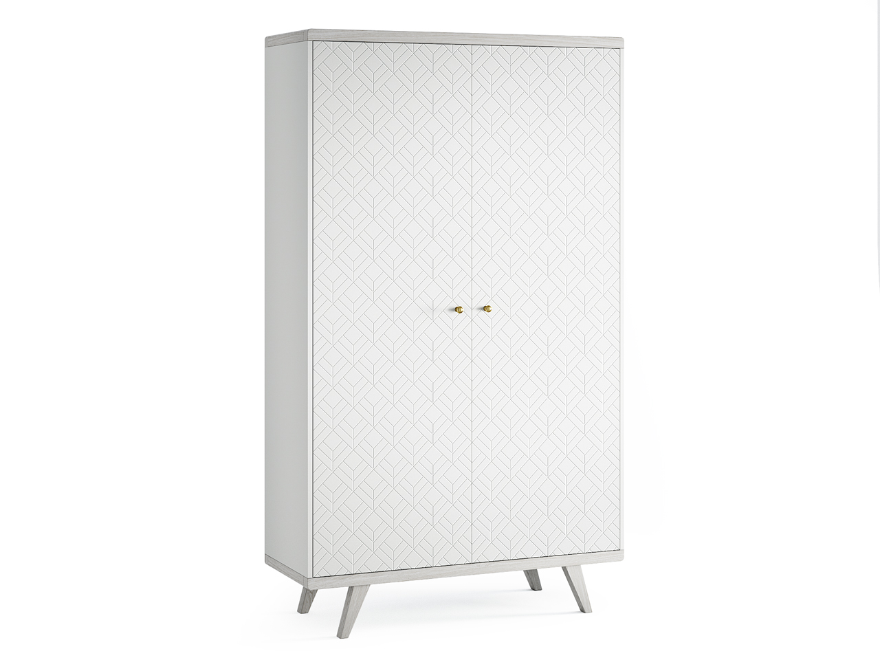 Шкаф распашной двухдверный молочный с фрезеровкой Thimon v2 THE IDEA  210369 Белый  - Вид №1