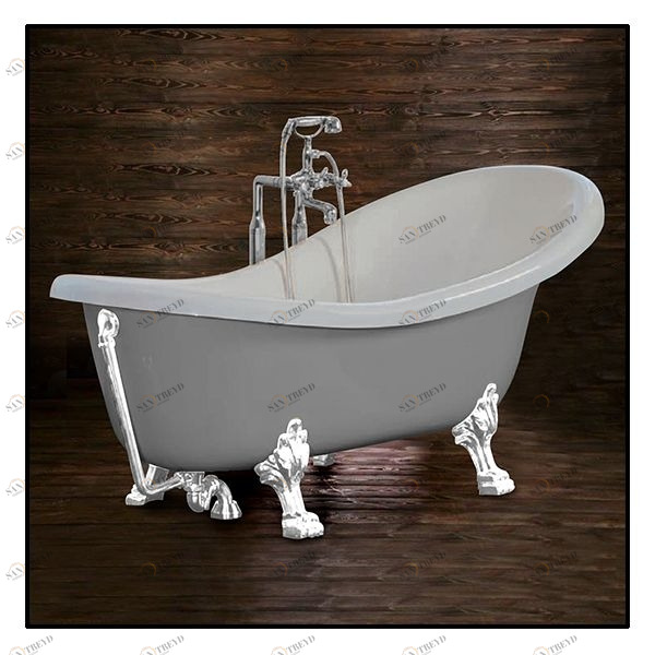 Ванна Akcjum Rectime 175 WR-01-01-KB-M овальная серая с белыми ножками WR0101KBM