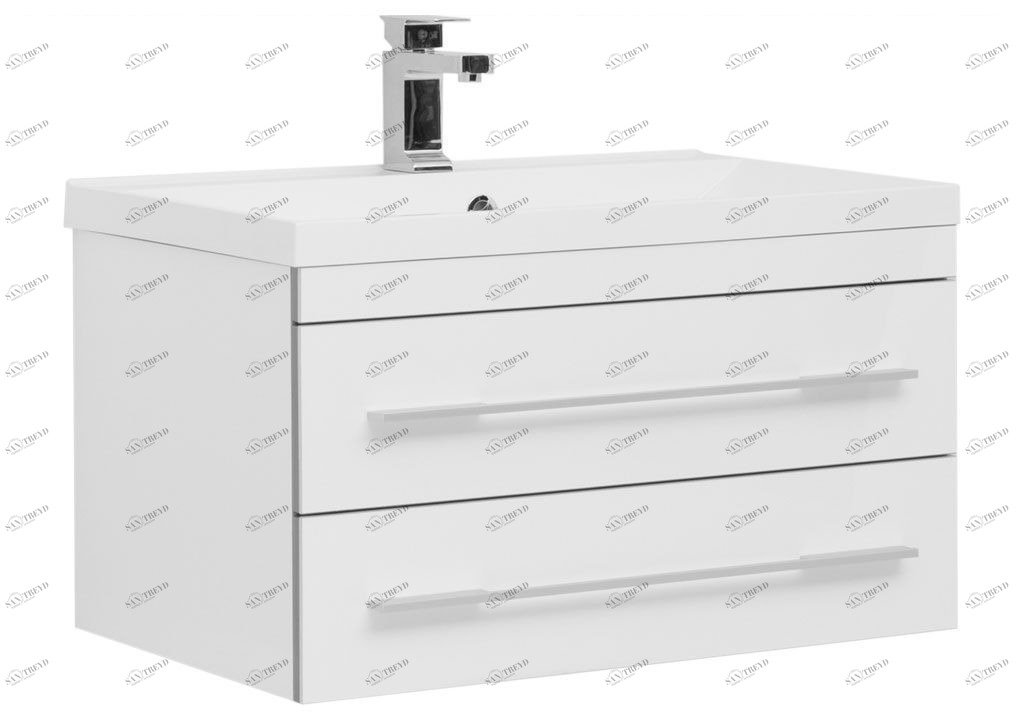 Тумба с раковиной Aquanet Верона NEW 75 белый (подвесная 2 ящика) 0017666900204118