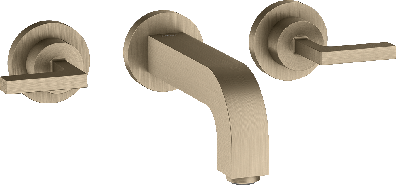 39315820 Смеситель для раковины на 3 отверстия, скрытого монтажа, настенный, с изливом 162 мм, рычажными ручками и накладками AXOR CITTERIO