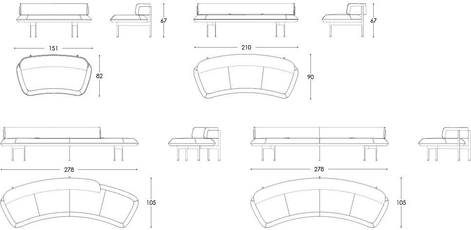 José Martínez Medina Изогнутый диван из ткани Blacktone sun-id-1491955 - Вид №5