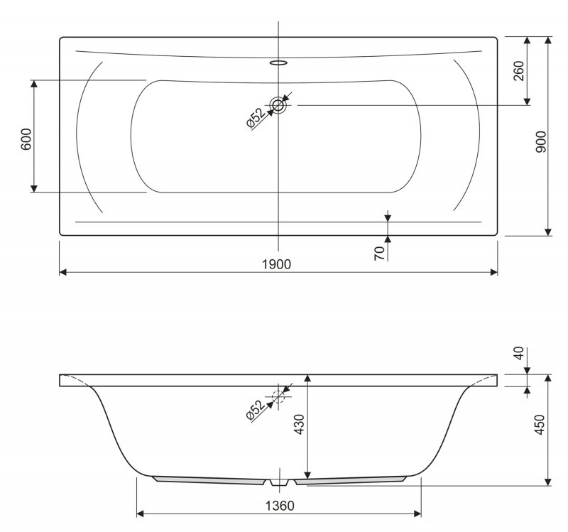 Акриловая ванна CEZARES ARENA-190-90-45  - Вид №3