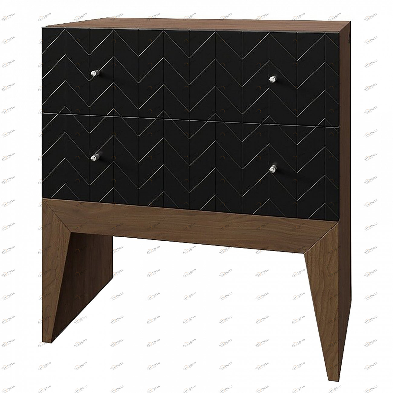 Тумбочка прикроватная с выдвижным ящиком с рисунком "Елка" черная Still New BRAGIN DESIGN  256446 Черный 