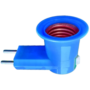 Адаптер вилка-патрон с выключателем 220 В цвет голубой