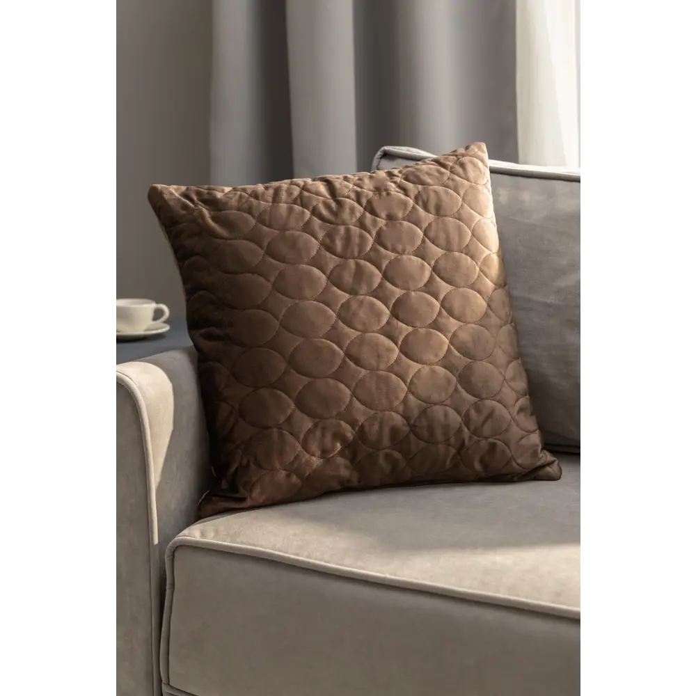Подушка Овалы 50x50 см цвет шоколад 88110697 STLM-2072640 LINEN WAY  - Вид №3