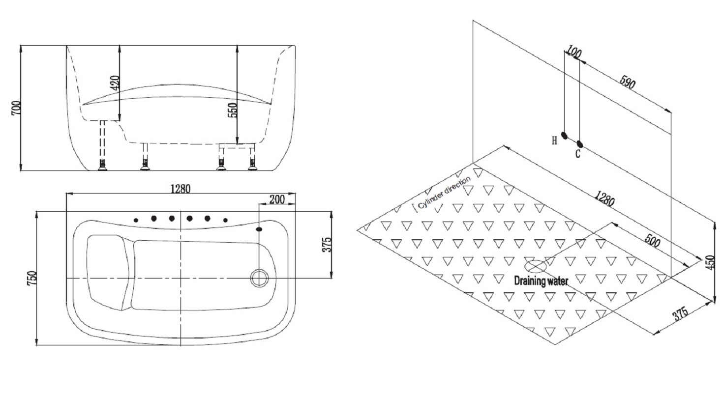 M610A Акриловая ванна SSWW  - Вид №1