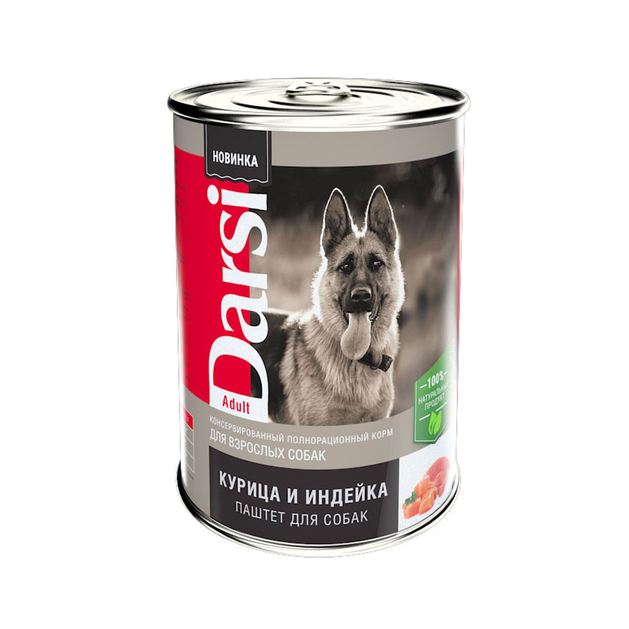ПР0056616 Корм для собак курица и индейка (паштет) банка 410г Darsi 