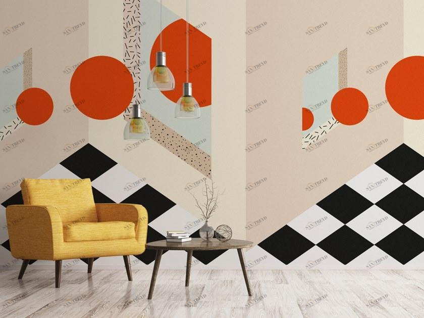 Baboon Геометрические огнестойкие виниловые обои Pattern sun-id-1411636