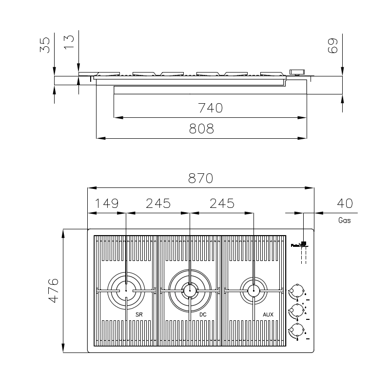 7680006 Варочная панель Milanello Gun Metal - 7680 006 Fosterspa  - Вид №1
