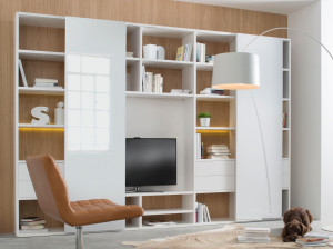 Оборудованная стена с подставкой для телевизора