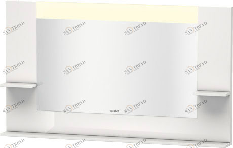 VE735308585 Зеркало с полочками сбоку и внизу Vero #VE7353 1400 x 142 мм Белый глянцевый лак Duravit