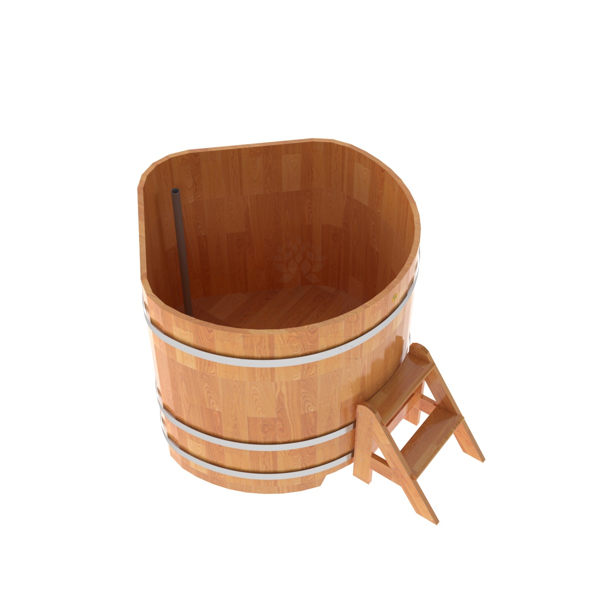 1575 Купель угловая из сращенных ламелей лиственницы 1,19х1,19х1,1 натуральная Alyarus  - Вид №2