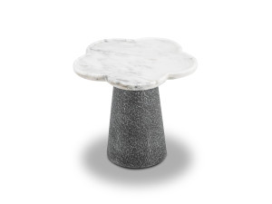 Журнальный столик из мрамора и нержавеющей стали с центральным основанием