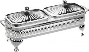 10611743 Queen Anne Менажница 2 секции Queen Anne 30х9см, сталь, стело, посеребрение Сталь нержавеющая с посеребрением, стекло