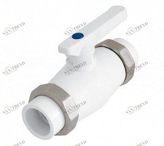 Кран шаровый KALDE D40 с разъемом двусторонним белый 3242VLB400005