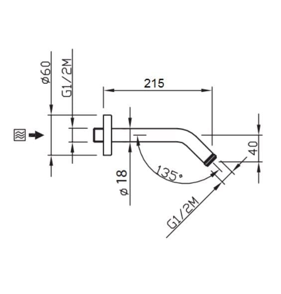 Душевая рука CARIMALI BRACCIO DOCCIA 45° ARCH-00133482 - Вид №3
