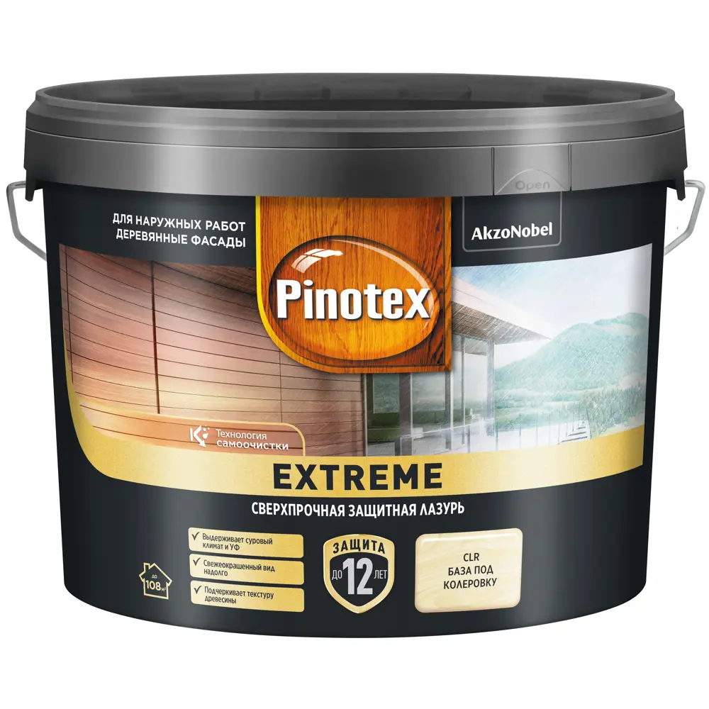 PINOTEX Extreme Лазурь для дерева прозрачная 9 л - защита от грибка и плесени 89351914 STLM-0853330 - Вид №1