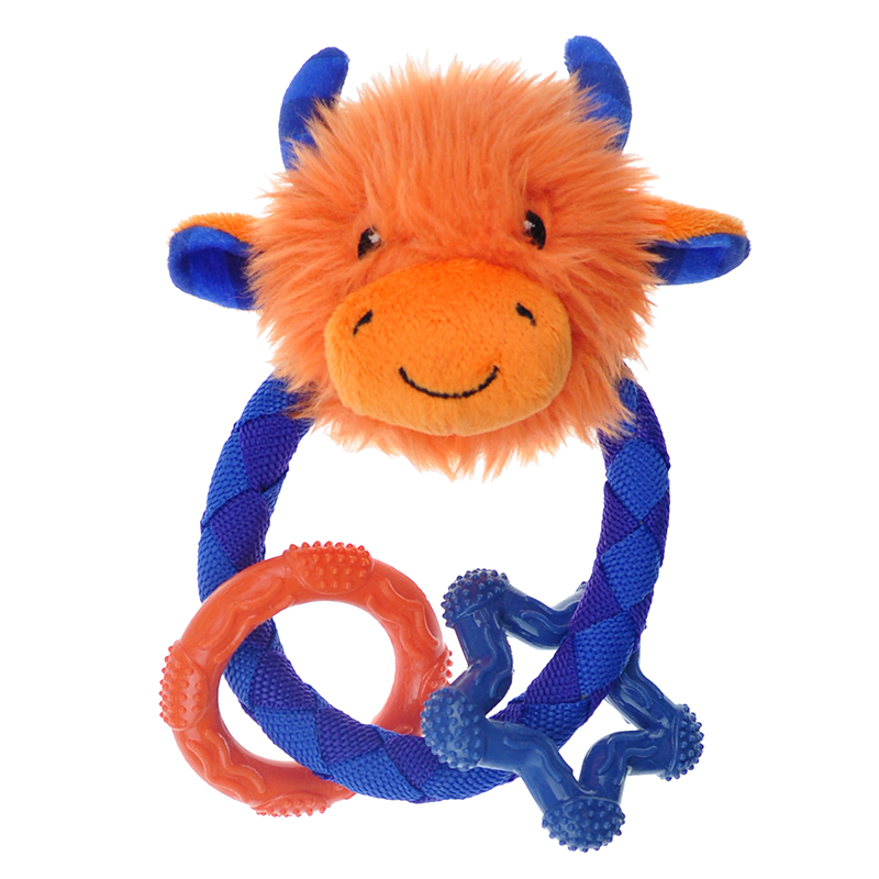 ПР0050347 Игрушка для собак Meadow Звери на канате с кольцом и звездой 20см CHOMPER 