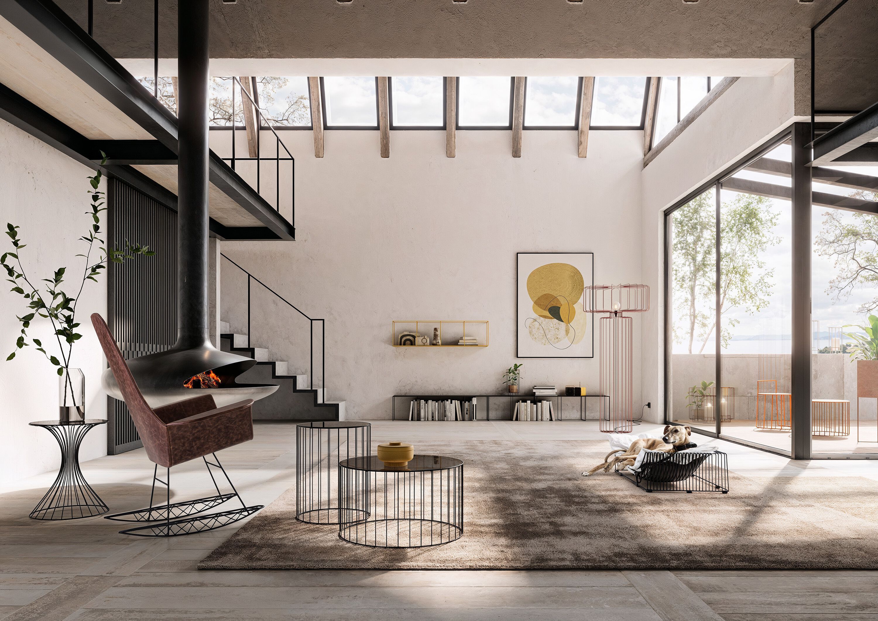 Журнальный столик из железа и стекла Pipedesign Glass ARCH-00032193 - Вид №3