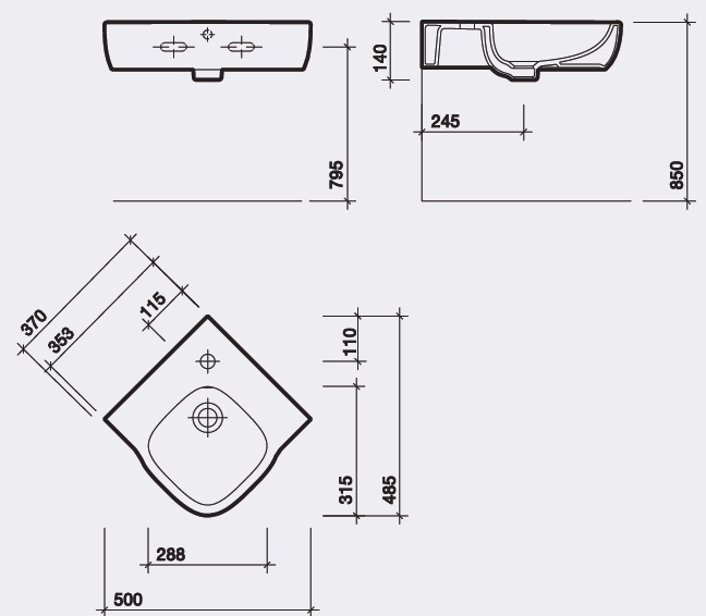 MD4191WH Раковина Twyford Moda Santreyd Modà - Вид №1