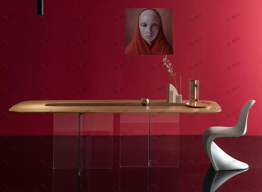 Devina Nais Стол из дерева и стекла с эффектом мрамора sun-id-1493508