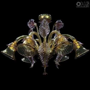 1319 ORIGINALMURANOGLASS Ceiling Lamp Ca Pesaro - Venetian - Murano Glass- 6 Lights 80 см
