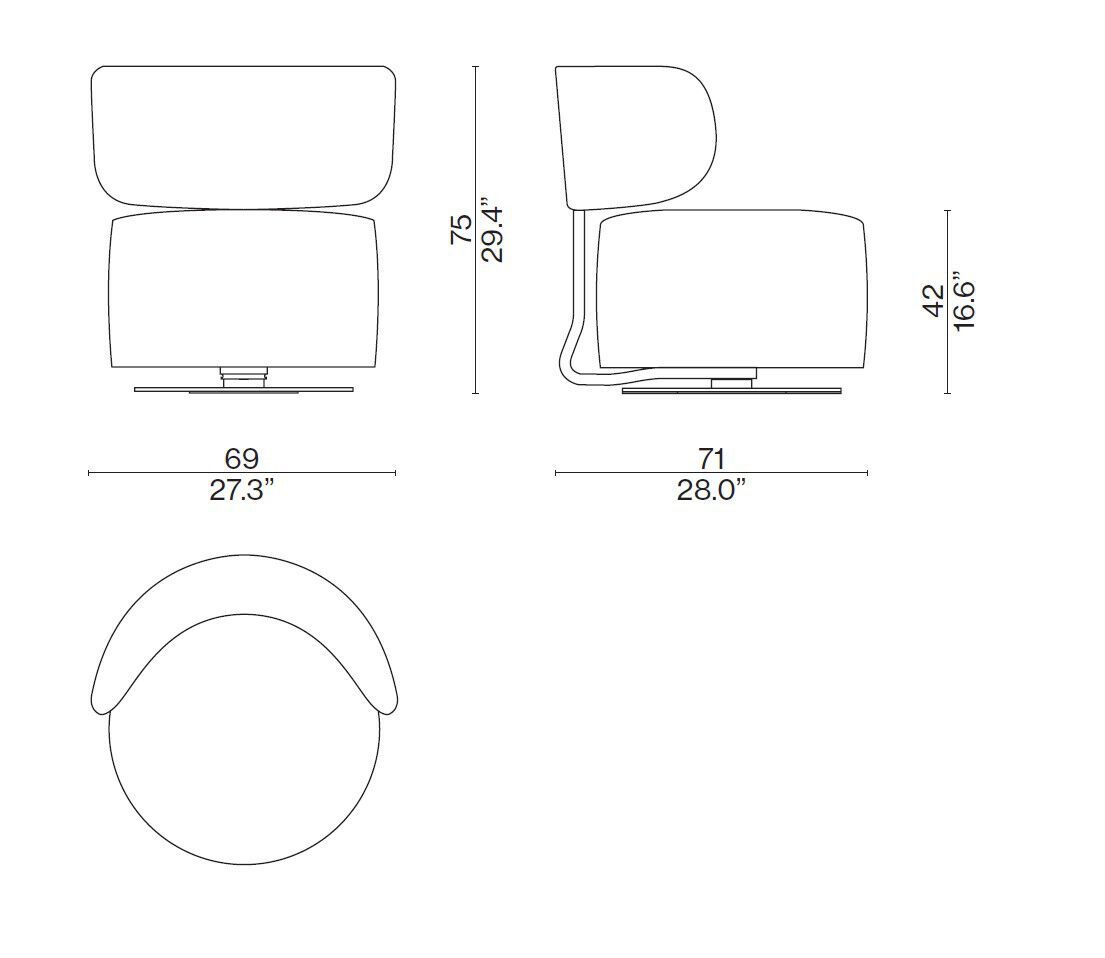 Тканевое кресло с подлокотниками CASSINA Tamburound ARCH-00078860 - Вид №3