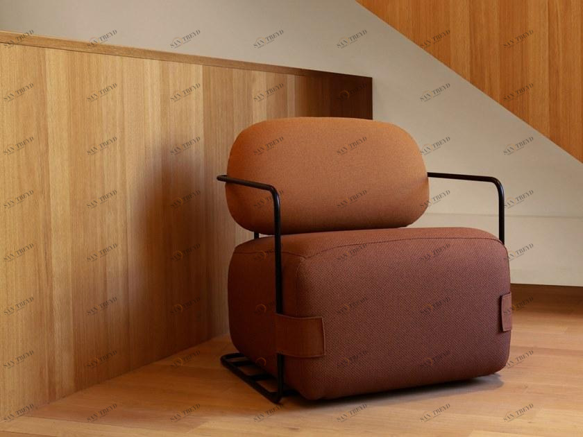 Marine Peyre Editions Кресло из переработанной ткани с подлокотниками Gabriel® sun-id-1452722