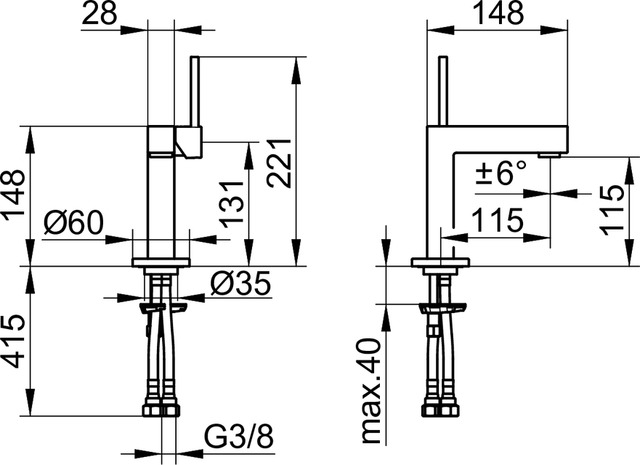 59004010100 Однорычажный смеситель для умывальника 110 KEUCO Edition 90 - Вид №2