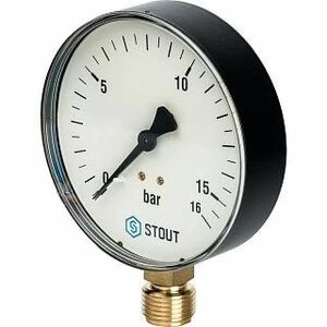 Манометр радиальный 100 мм 1/2" 16 бар STOUT