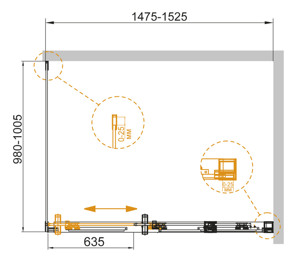 Душевой уголок CEZARES DUET SOFT-AH-1-150/100-C-Cr  - Вид №1