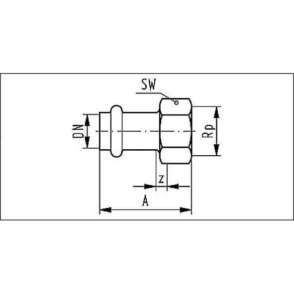69270G1534 SANHA 9270G пресс-фит. нерж.сталь, муфта перех.ВПр-ВР 15x3/4 мм  - Вид №1