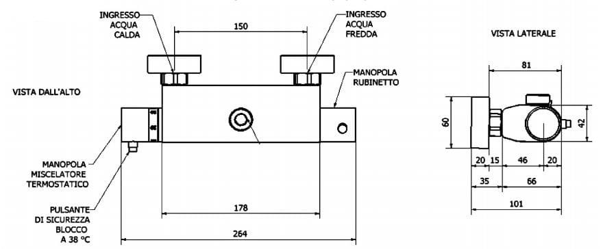Термостатический смеситель для душа с 2 отверстиями Thermomat Thermo-mix ARCH-00085980 - Вид №1
