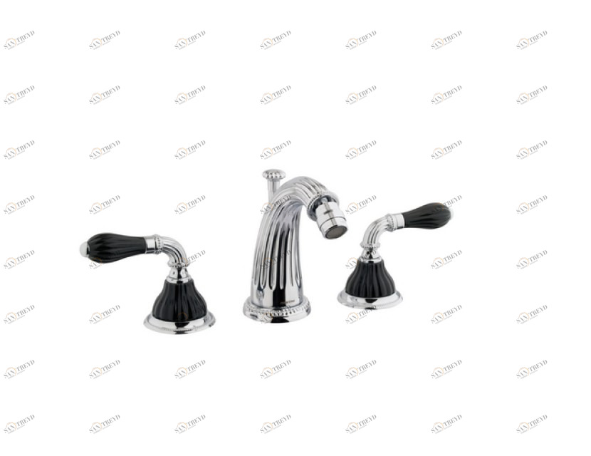 233521.N000.50 Биде с тремя отверстиями из черного фарфора Яркий хром Mestre Artica