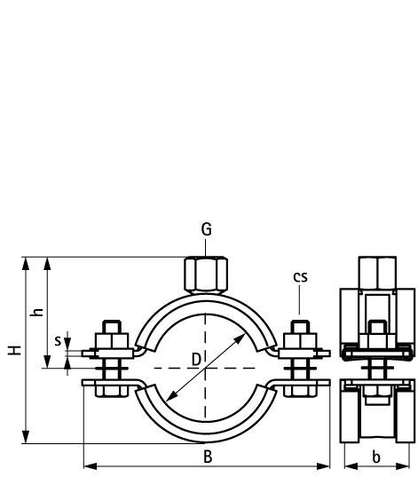 33138023 BIS Хомуты для высоких нагрузок с вкладышем EPDM HD1501 (M8/10, M10/12) (BUP1000) для всех видов труб walraven  - Вид №1