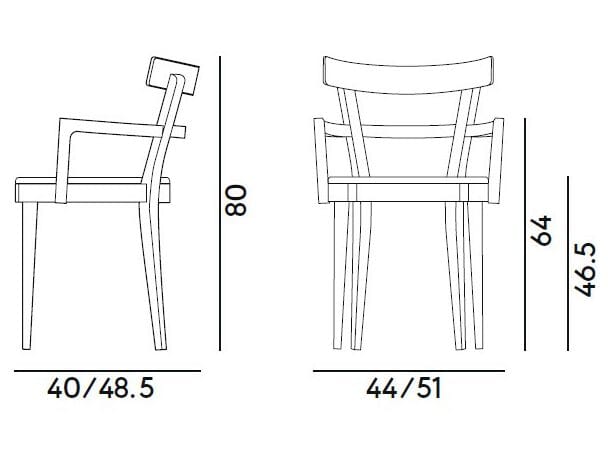 Стул из бука с мягким сиденьем с подлокотниками Billiani кафе ARCH-00047069 - Вид №4