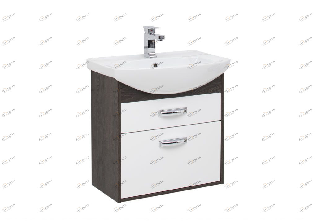 Тумба с раковиной Aquanet Грейс 65 дуб кантербери/белый (2 ящика) 0019837800182642
