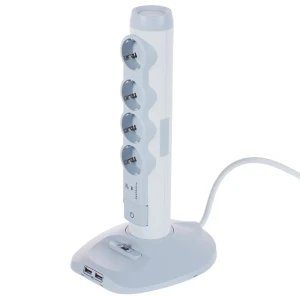 Удлинитель-стойка Legrand 4 розетки с заземлением 3x1.5 мм 2 USB 1.5 м 3500 Вт цвет белый