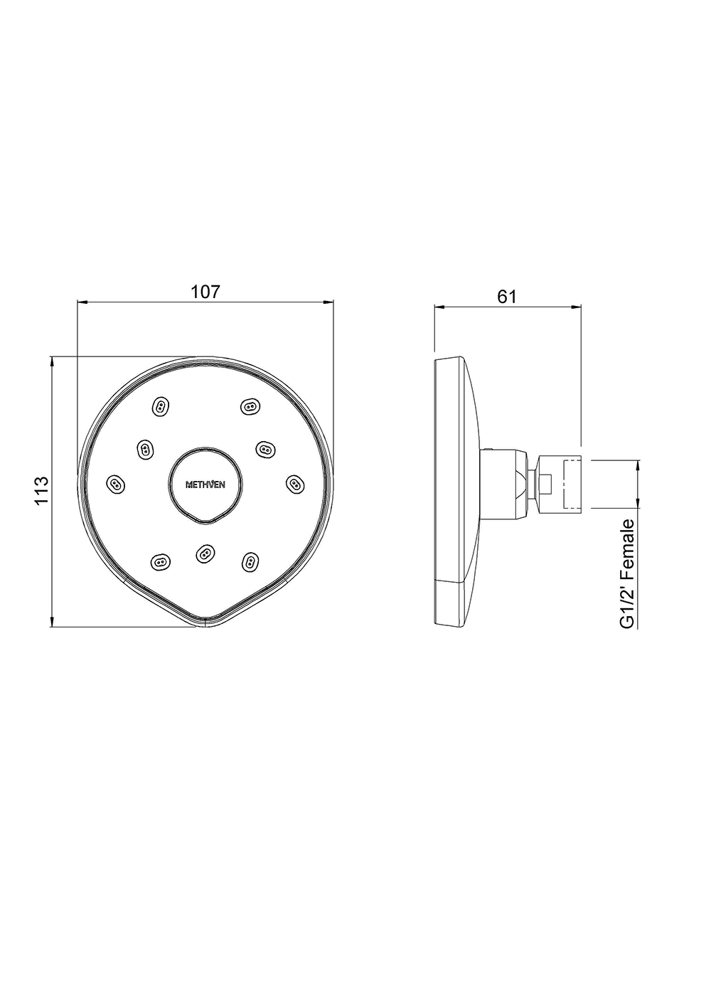KRLFWSCP Душевая кабина Kiri MKII Satinjet Low Flow Wall Shower Rose Methven  - Вид №1