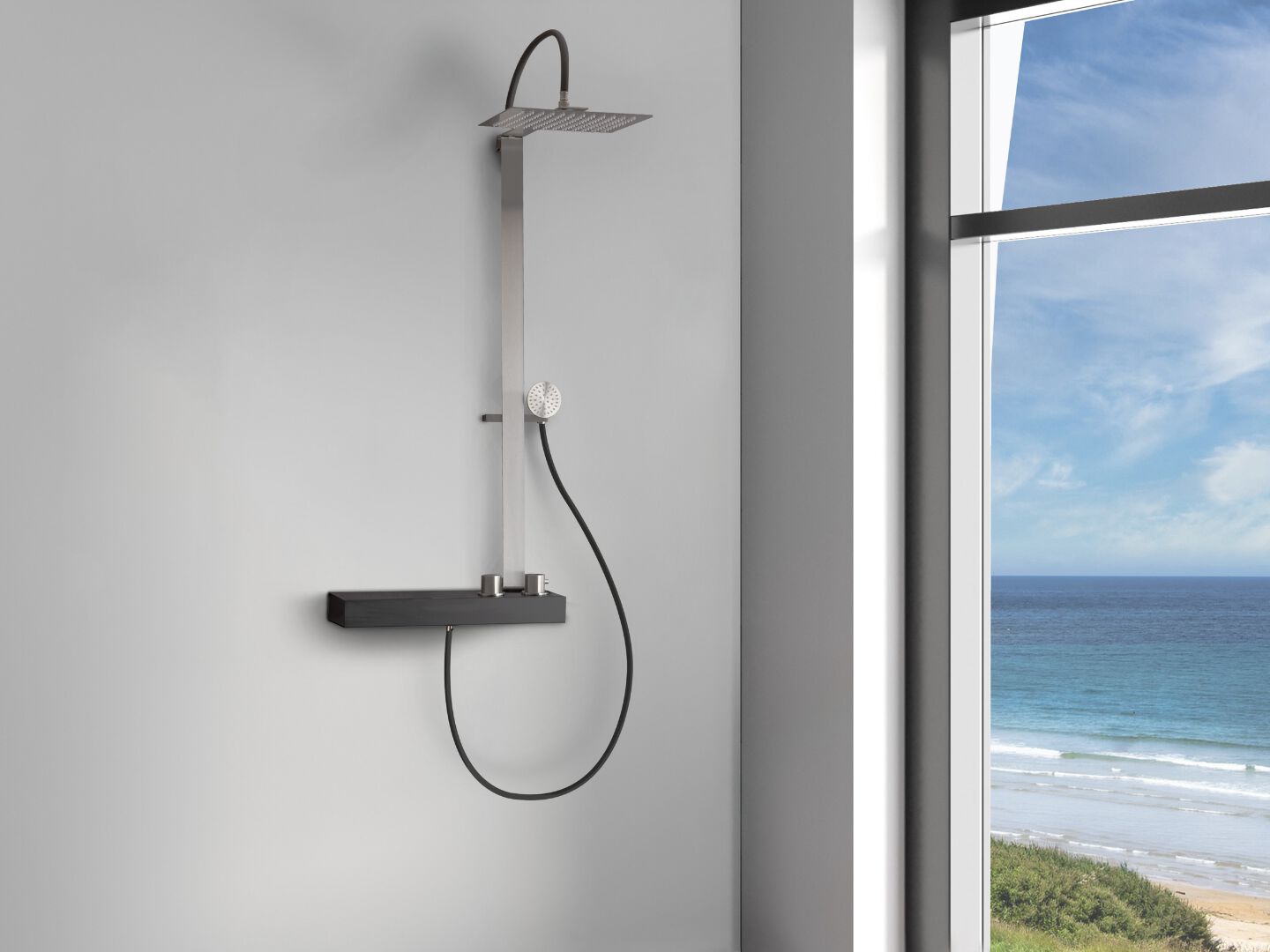 Душевая колонка из нержавеющей стали с душем и ручным душем Cropelli Alyssia ARCH-00112619 - Вид №14