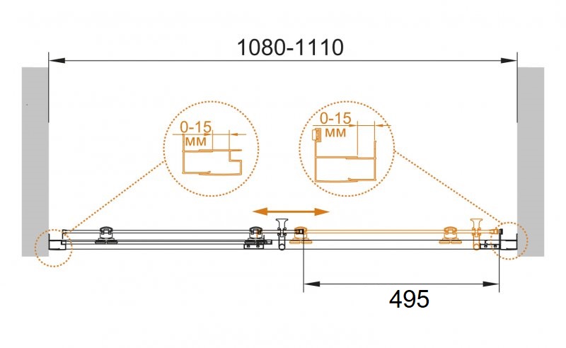 Душевая дверь в нишу CEZARES ECO-O-BF-1-120-C-NERO - Вид №2