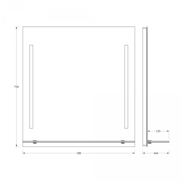 Зеркало с полочкой с 2-мя встроенными LED-светильниками 11W 70x75 см EVOFORM BY 2163 sun-id-561506 - Вид №3