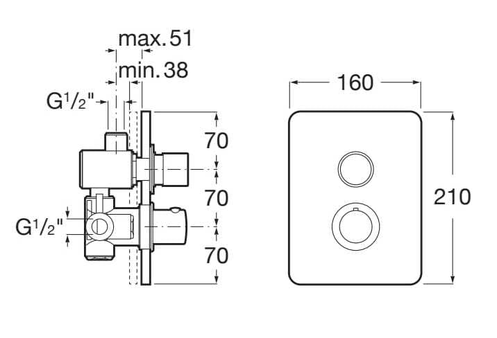 Металлический термостатический встраиваемый смеситель для душа Roca Avant ARCH-00122151 - Вид №2