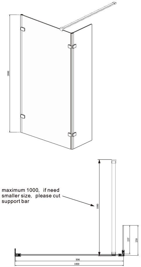Душевая перегородка Ambassador Waik-in 15031106 (1000x2000), 1 место Walk-in - Вид №7