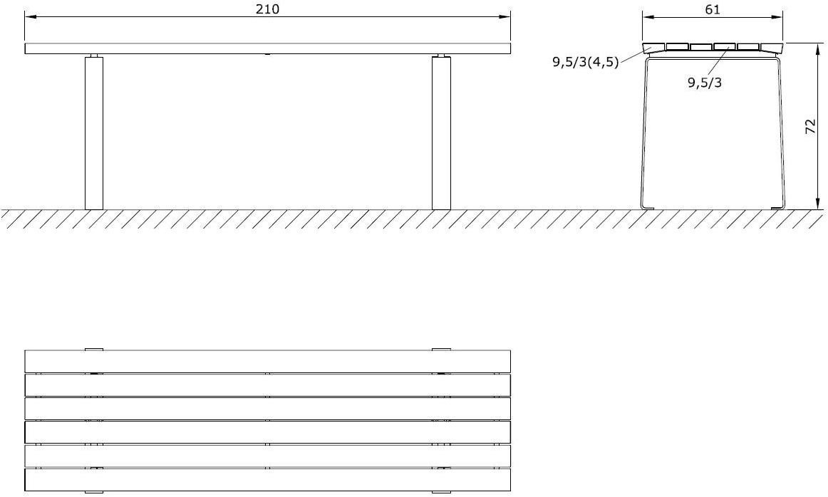 Euroform W Прямоугольный деревянный стол для общественных мест  1400, 1410  - Вид №3