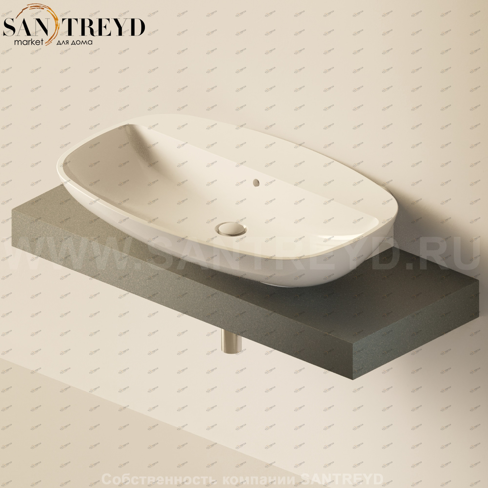 Flaminia FORTY6 Столешница от 120 до 250 см серая F68082.7037 Ceramica Flaminia F680827037