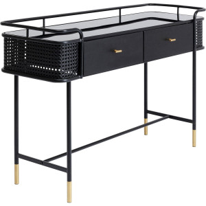 Прямоугольная консоль из стали и дерева с ящиками