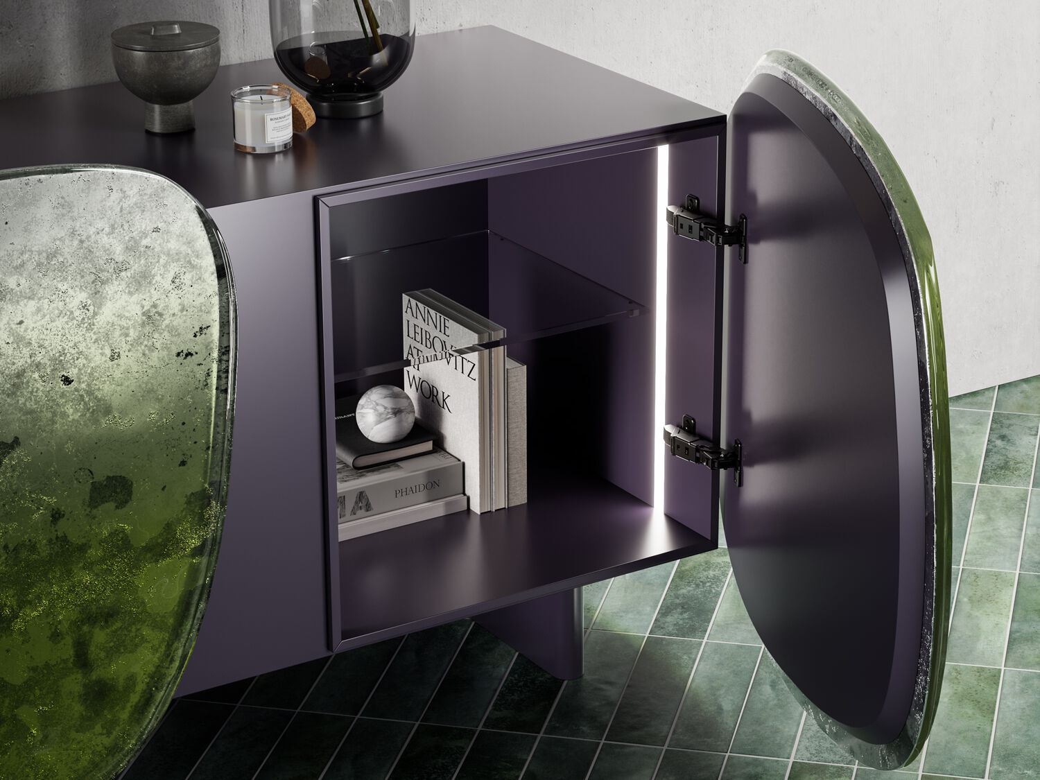 Шкаф из цветного стекла со встроенным освещением с распашными дверями ARTE VENEZIANA Melt ARCH-00019419 - Вид №1