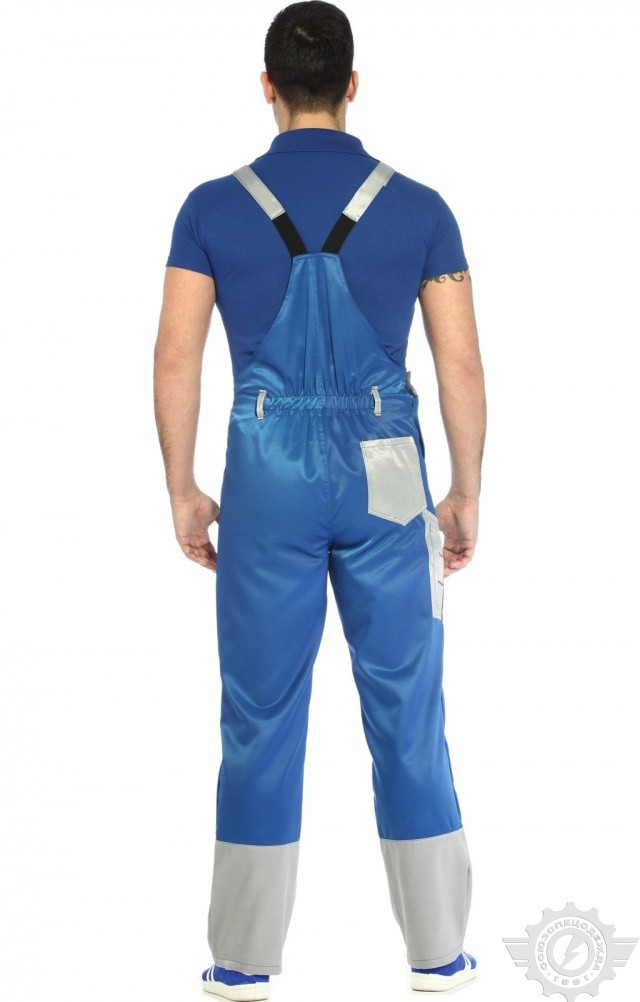 61492 Полукомбинезон "Мастер" василек-светло-серый  Летняя спецодежда  размер 52-54/182-188  - Вид №3